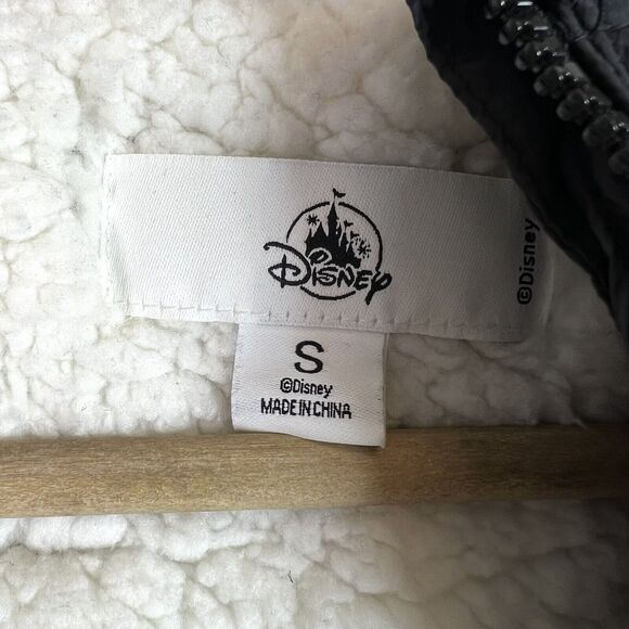 Disney Parks Quilted Jacket Black Embroidered Mickey Icon Hood Ears Full Zip S - Picture 7 of 12